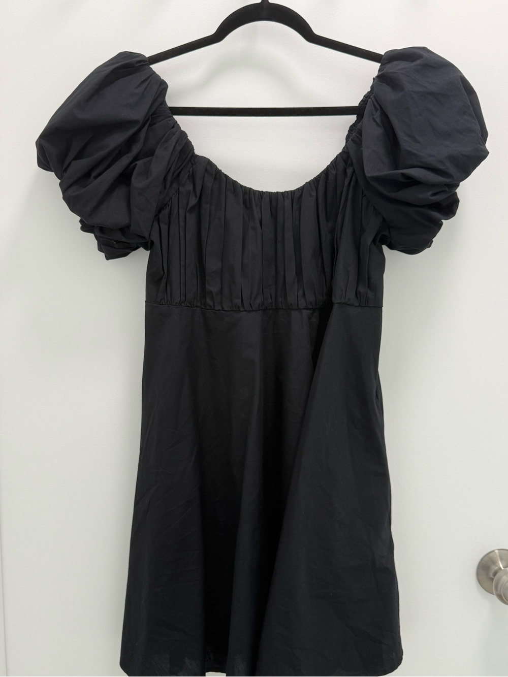 Abercrombie & Fitch Black Puff-Sleeve Mini Dress